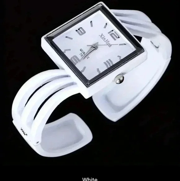 Square Pointer Quartz Watch Minimalistic Arabic Numeral Dial Vintage Cuff..NWT - Picture 6 of 6